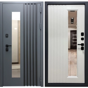 Входная дверь Термо Рейки RAL7024 серая Стеклопакет