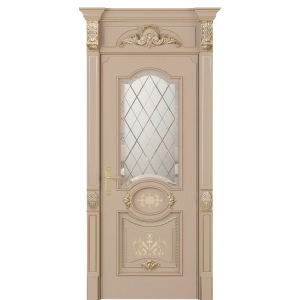 Дверь Модель №006 с фигурным стеклом ral 9010