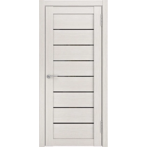 Дверь ЛУ-7 Беленый дуб черное стекло