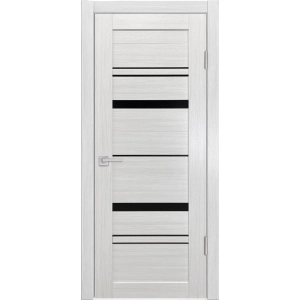 Дверь ЛУ-01 беленый дуб черное стекло