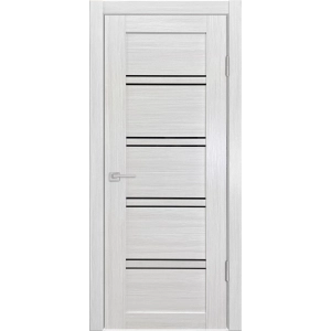 Дверь ЛУ-08 беленый дуб черное стекло