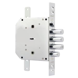 Замок врезной сувальдный с задвижкой и защелкой ЗВ9-6 ЛКТЗ с тягами (лев.), 5 кл. /77405/