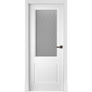 Дверь межкомнатная Богемия Эмаль белая стекло Кристалл