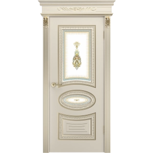 Дверь Лира Luxury В2 ДО2-2 Шампань с патиной Белое золото