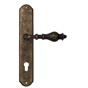 Дверная ручка Venezia GIFESTION CYL на планке PL02 античная бронза
