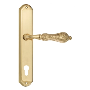 Дверная ручка Venezia MONTE CRISTO CYL на планке PL02 полированная латунь