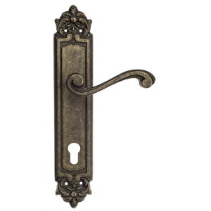 Дверная ручка Venezia VIVALDI CYL на планке PL96 античная бронза