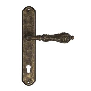 Дверная ручка Venezia MONTE CRISTO CYL на планке PL02 античная бронза