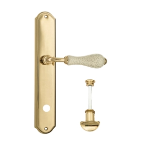 Дверная ручка Venezia COLOSSEO белая керамика паутинка WC-2 на планке PL02 полированная латунь