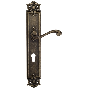 Дверная ручка Venezia VIVALDI CYL на планке PL97 античная бронза