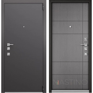 Дверь Mastino Forte Реалвуд графит MS-100 / Cинхропоры титан MS-114