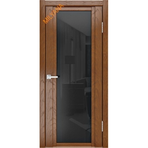 Дверь Milyana Qdo X Дуб натуральный Стекло черное