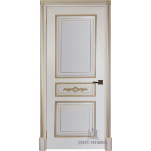 Дверь межкомнатная Лацио Патина золото Эмаль слоновая кость Глухая