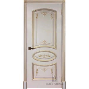 Дверь межкомнатная Багет 3 Патина золото Эмаль слоновая кость Глухая