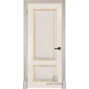 Дверь межкомнатная Британия Патина золото Эмаль слоновая кость Глухая