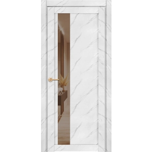 Дверь межкомнатная UniLine Mramor 30004/1 Marable Soft Touch Монте Белый Остекленная