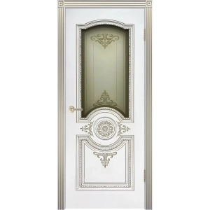Дверь Марокко В3 ДО белая эмаль патина золото