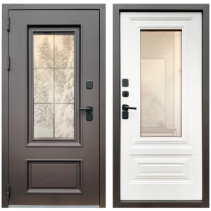 Входная дверь термо Аляска с окном муар 8019