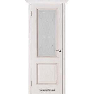 Дверь Вист Шервуд стекло Роса (белая патина)