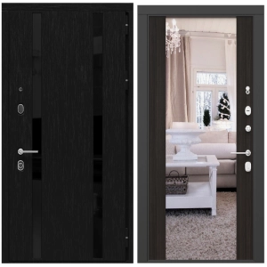 Дверь Персона Гранд 2 Кора черная/Венге+зеркало