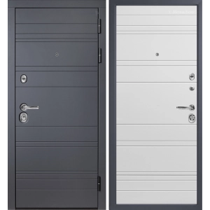 Дверь Персона Техно люкс Графит софт/Белый софт