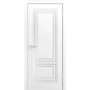 Дверь Фави В0 ДГ Эмаль белая с патиной серебро