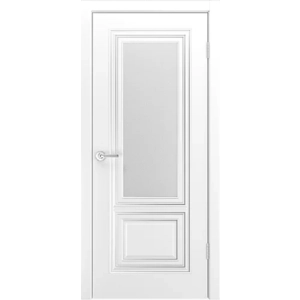 Дверь Фави В0 ДО Эмаль белая с патиной серебро