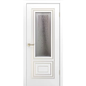 Дверь Фави В1 ДО Эмаль белая с патиной белое золото