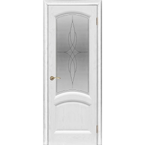 Дверь межкомнатная Лаура ясень жемчуг остекленная