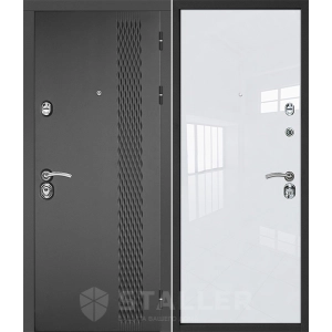 Входная дверь Сталлер Лика (Черно-серый/Белый люкс)