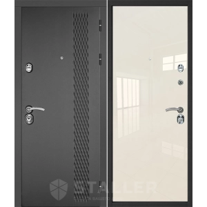 Входная дверь Сталлер Лика (Черно-серый/Магнолия люкс)