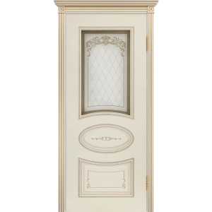 Дверь Шейл Дорс Ария Грейс В4 ПО эмаль слоновая кость + патина белое золото