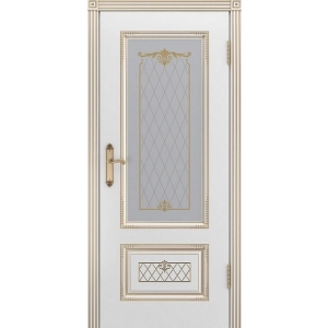 Дверь Шейл Дорс Аккорд Грэйс В3 ПО белая эмаль+патина золото