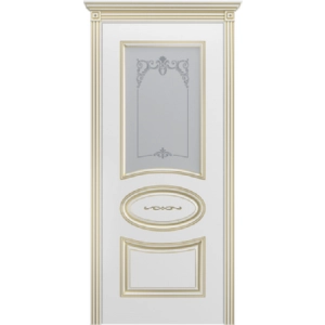 Дверь Шейл Дорс Ария В1 ПО эмаль белая + патина золото