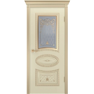 Дверь Шейл Дорс Ария Корона В3 ПО слоновая кость+патина золото